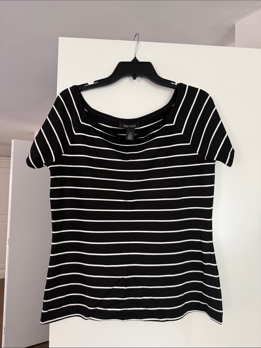 WHBM and Black & White Striped Short Sleeve Top